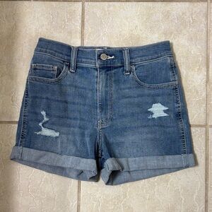 Hollister high rise jean distressed shortie short